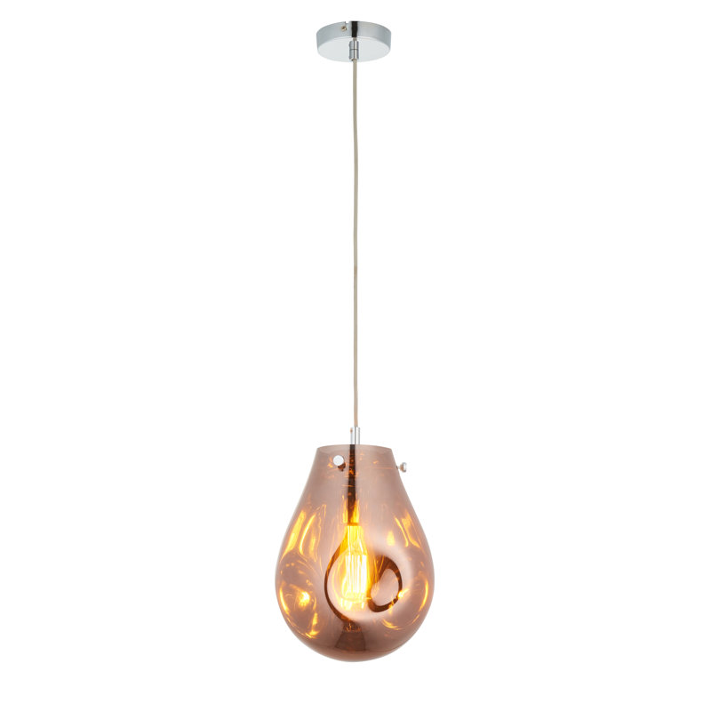 Raritan 1 - Light Chrome Teardrop Pendant, Copper Metallic