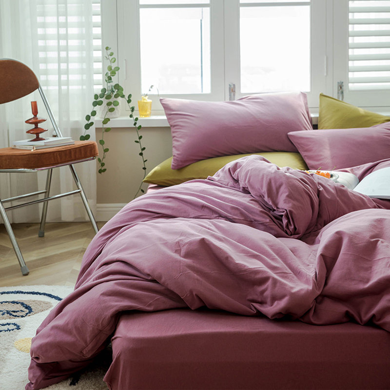 VCLIFE Luxury Soft 100% Cotton Duvet Cover Set, Queen Duvet Cover + 2 Standard Pillowcases, Mauve Pink