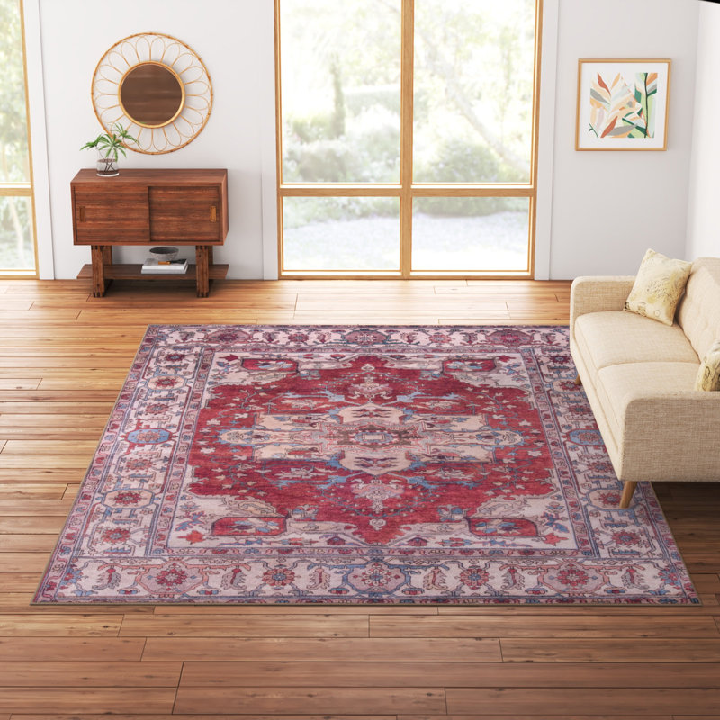 Sonia Oriental Red/Beige Power Loom Area Rug, Runner 2'6" x 16'