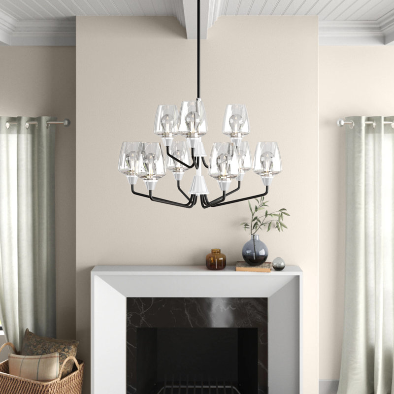 Roseta 9 - Light Dimmable Classic / Traditional Chandelier, Black/Satin Nickel