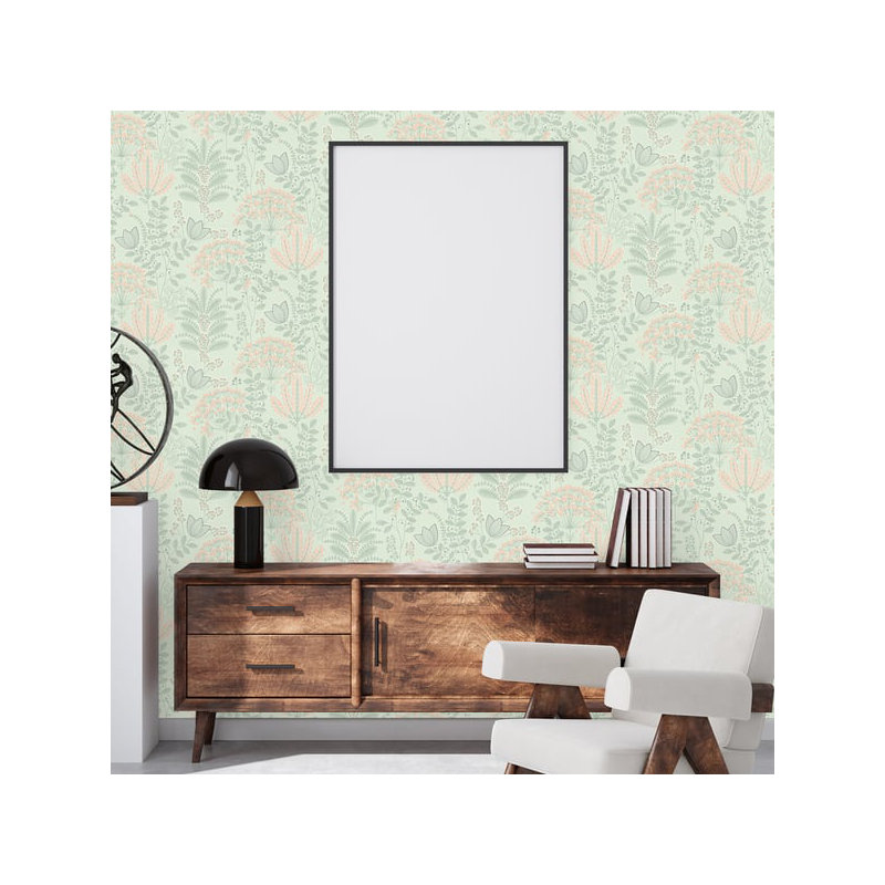 Flourish 10.05m x 53cm Wallpaper Roll, Green