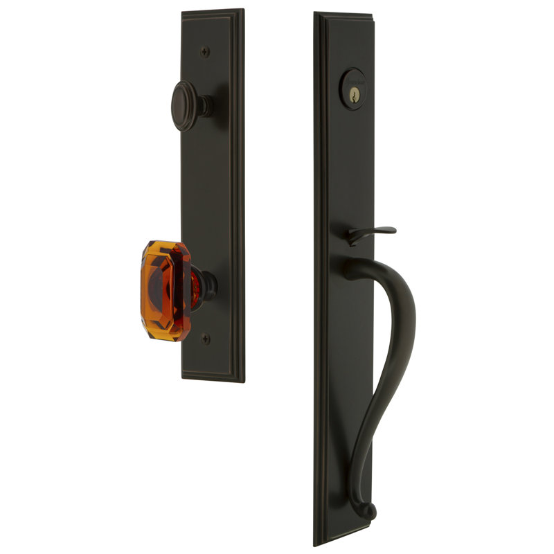 Carré One-Piece Dummy Handleset with S Grip and Baguette Amber Knob, Timeless Bronze