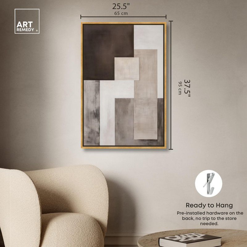 «Quiet Geometric II» par Art Remedy, Cadre doré, H 16 po x l 11 po