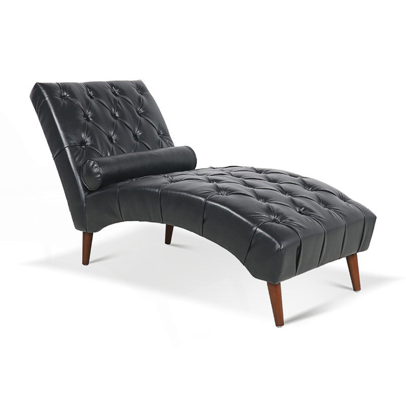 Chaise longue rembourrée avec motif de traîneau, Noir