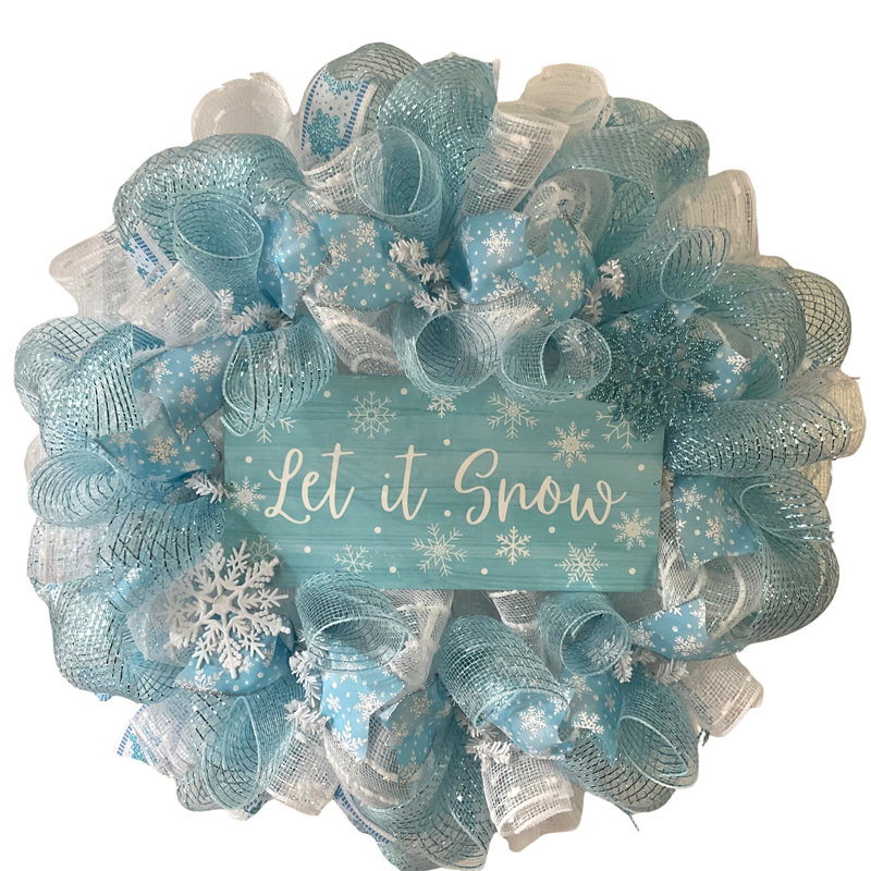 Winter Wreath With Ice Blue Let It Snow Snowflake
