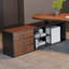 Bureau en bois de noyer massif en L avec 3 tiroirs-130075306-130075307