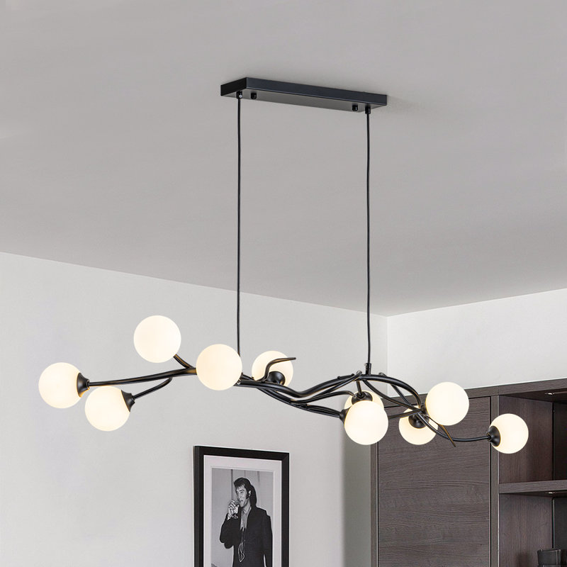Dekisha 10-Light Glass Globe Branch Linear Chandelier