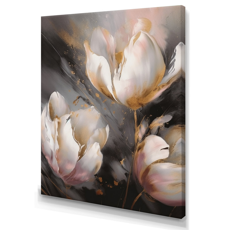 Crème sérénade de tulipes II - impression, H 40 po x l 30 po x P 1,5 po, Toile tendue