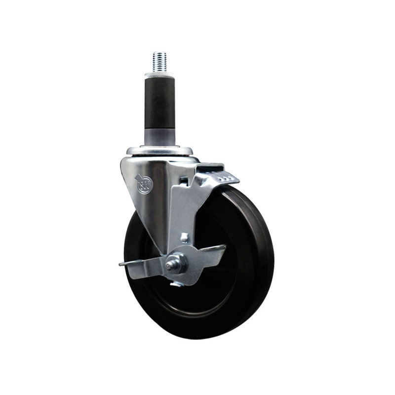 Hard Rubber Swivel 1-1/8 Inch Expanding Stem Caster with Brake SCC