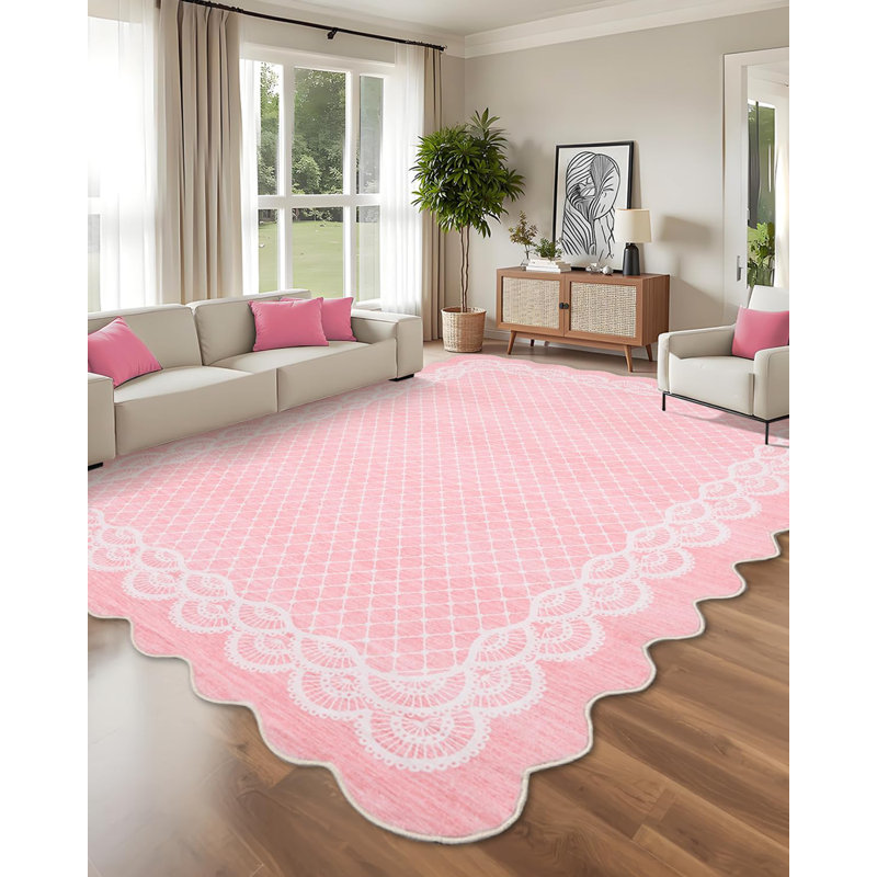 Machine Printed Area Rug, Rectangle 160 x 230 cm, Pink