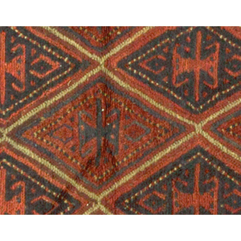 Hand Knotted Wool Area Rug in Red And Blue