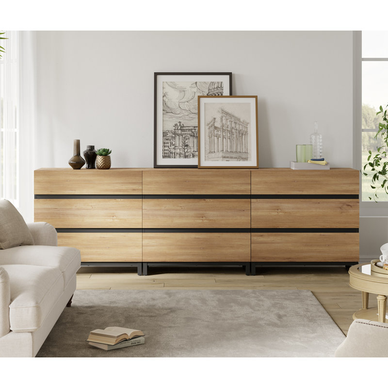 Commode 9 tiroirs Aadam, Chêne