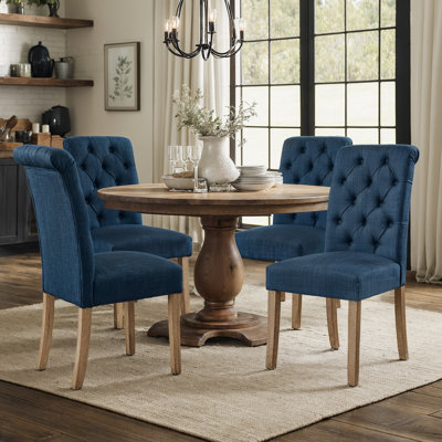 Selema Linen Upholstered Dining Parsons Chairs