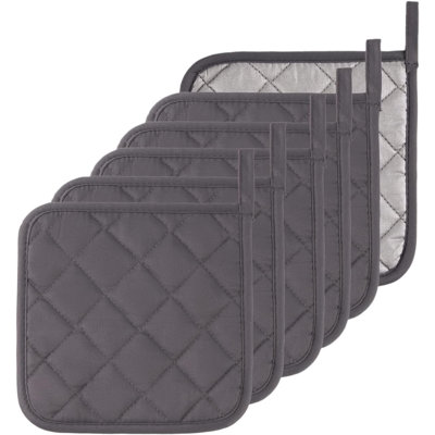 Paquet de 6 porte-casseroles matelassées en coton éponge de 7 po x 7 po, résistantes à la chaleur pour la cuisine