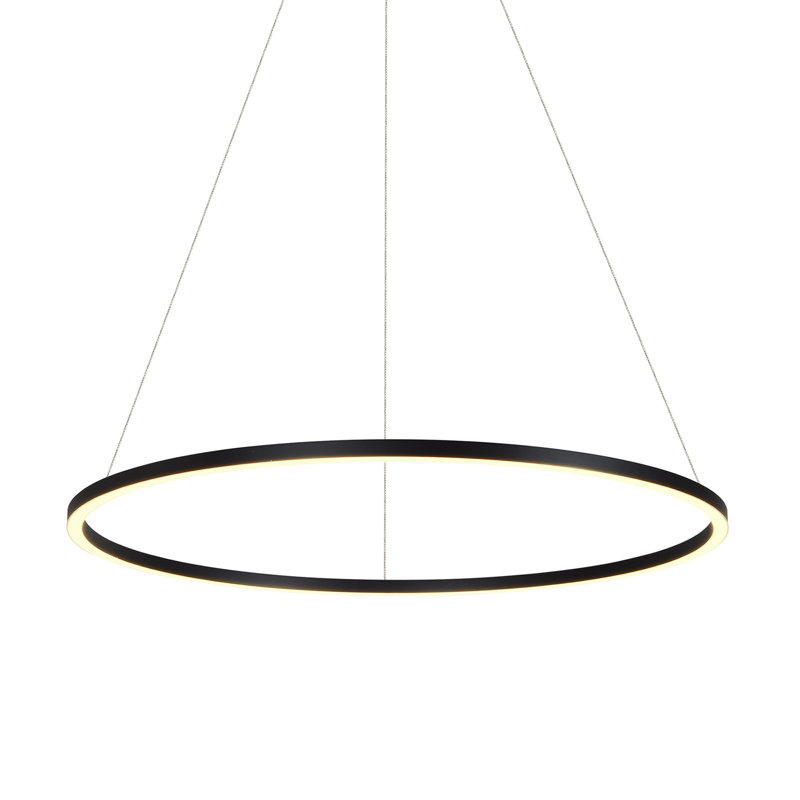 Tania Integrated LED Pendant ETL Certified Height Adjustable Circular Ring Chandelier, 120.5" H x 39" W x 39" D, Black