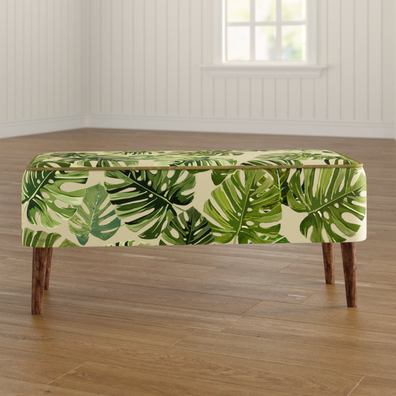 Polyester Blend Upholstered Bench, Green