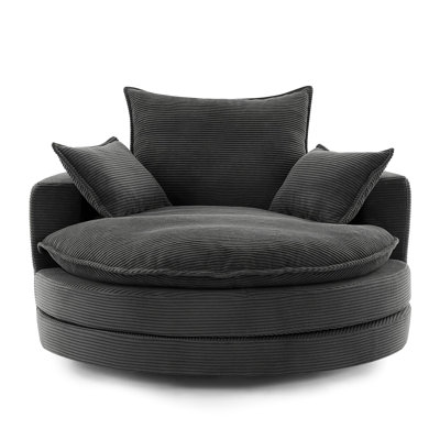 360° Swivel Sofa Chair Accent Barrel Chair 57.5"  Swivel Round Chair With Dual-Layer Cushion Design And 3 Removable Pillows