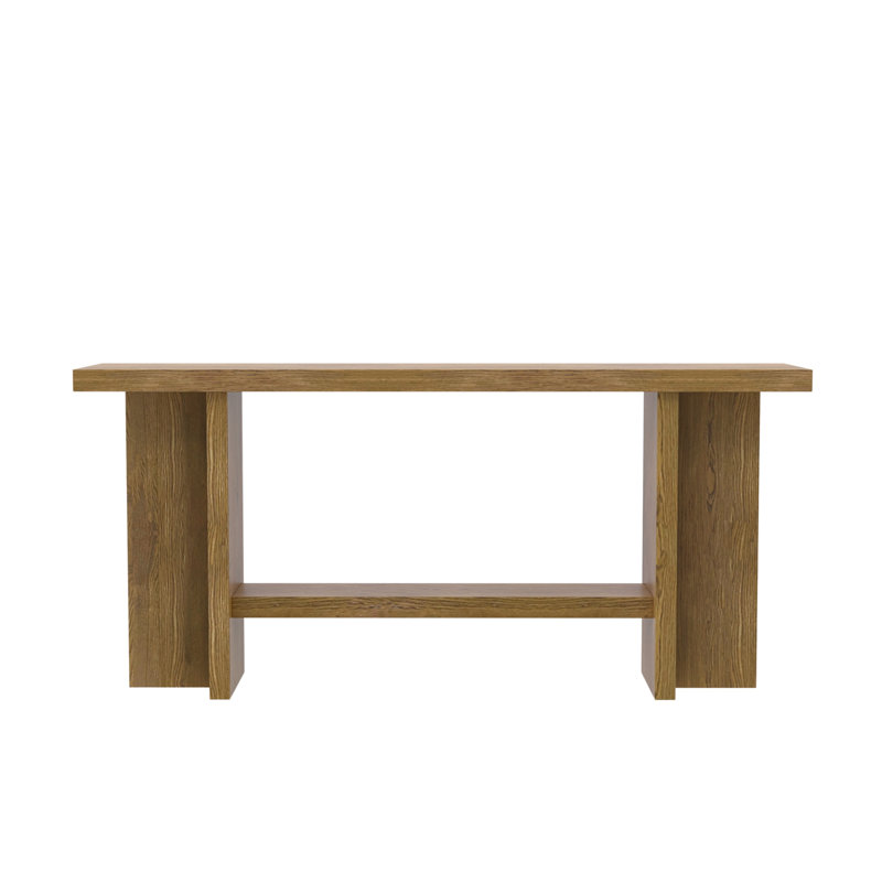 Console en bois massif Crosby avec tablette inférieure, Chêne