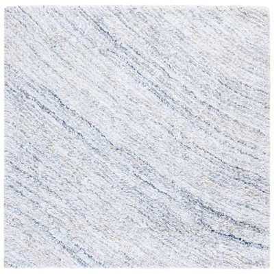 Balsamine Shag 102 Handwoven Polyester/Micro Polyester Abstract Indoor Use Only Rug in Ivory/Light Blue