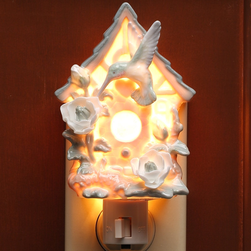Colibri sur veilleuse nichoir