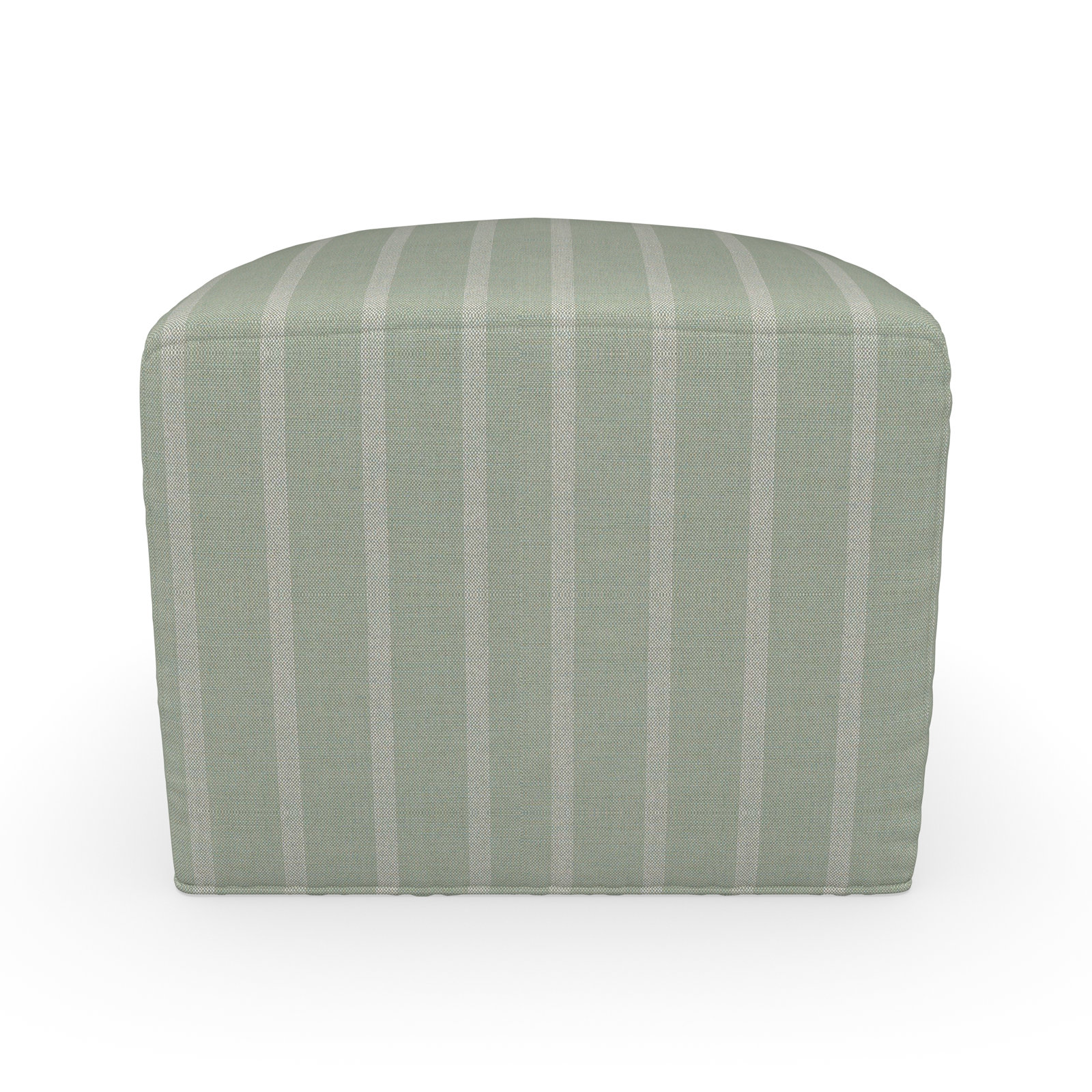 Praia Sunbrella® Outdoor Ottoman, 18" H x 22" W x 22" D, Unwind Rainwashed Striped Sunbrella®