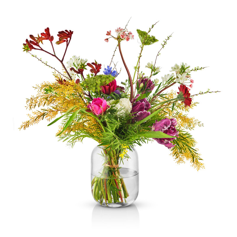 Glass Table Vase, 16.5cm H x 14cm W x 14cm D, Transparent