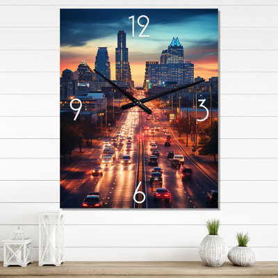Austin Beautiful Cityscape Spot II - Cityscapes Very Large Wall Clocks