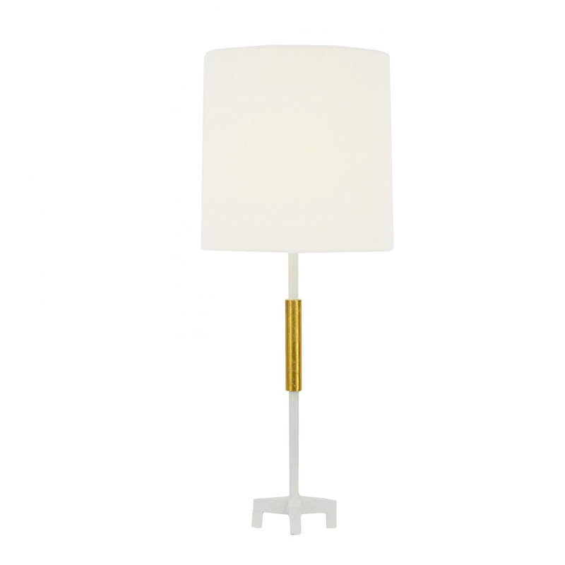 Aylan Table Lamp, White/Gold Leaf, White