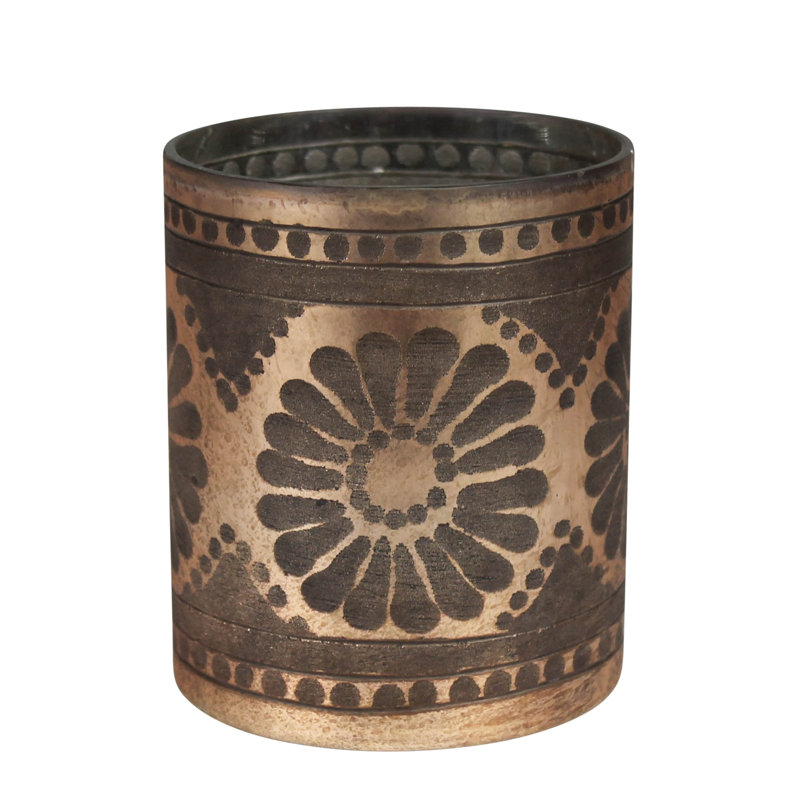 Votive en verre taillé - Sm, cuivre, Brun