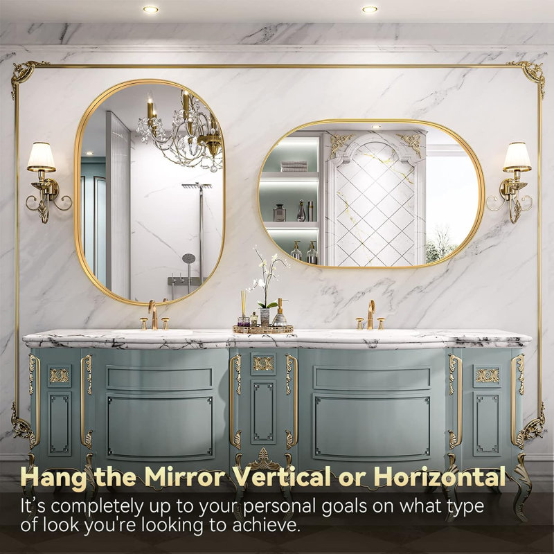 Miroir mural Axia, 36 po x 24 po, Or brossé