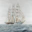«Ship by a nuageux jour» - reproduction encadrée transport blanc-688382101-688382100