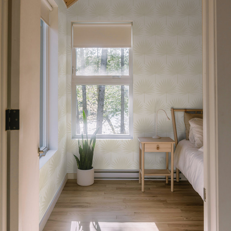 Stamped Palm Peel and Stick Wallpaper, White