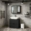 Meuble lavabo pour salle de bain avec tablette réglable, découpe en U pour lavabos sur pied, design compact et élégant en noir
