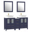 Ensemble de meuble-lavabo autoportant à double cuve 60 "avec plateau en marbre et miroirs assortis Ravenna-67116243
