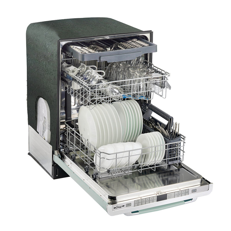 Lave-vaisselle à bouton-poussoir encastré Classic de 23,9 po 45 dBA Classic Retro, Vert menthe estival