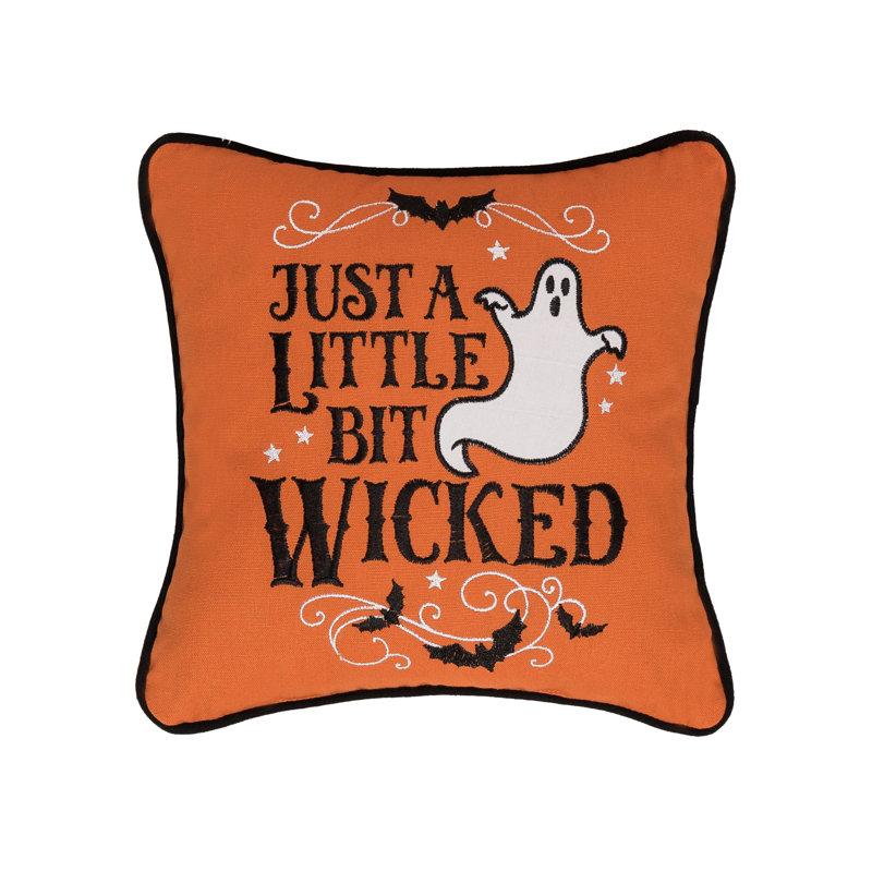 Little Bit Wicked Ghost Halloween Pillow