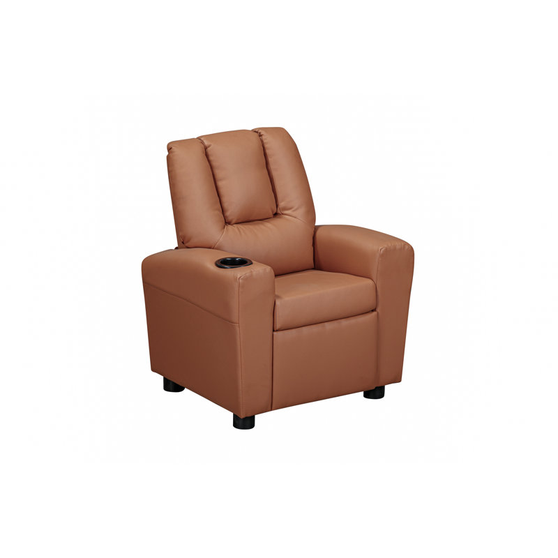 Chase Kids Recliner Vegan Leather Chestnut, Brown