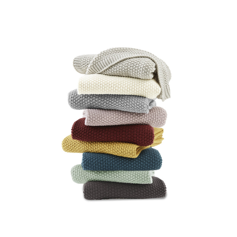 Nikki Chunky Knit Throw Blanket, Grey