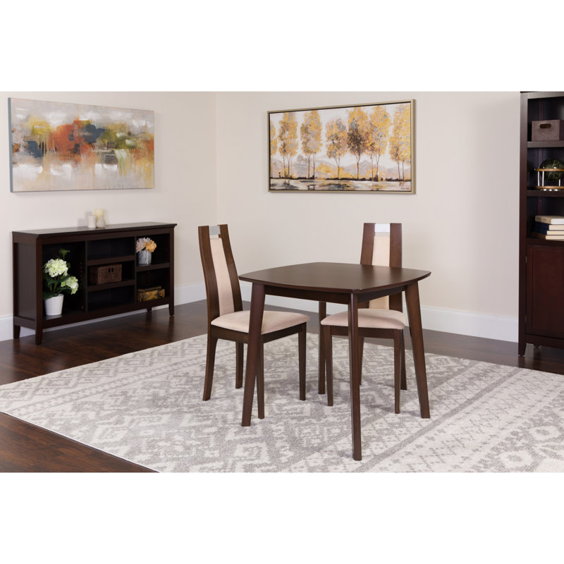 Solid Wood Top Four Leg Dining Set, Espresso