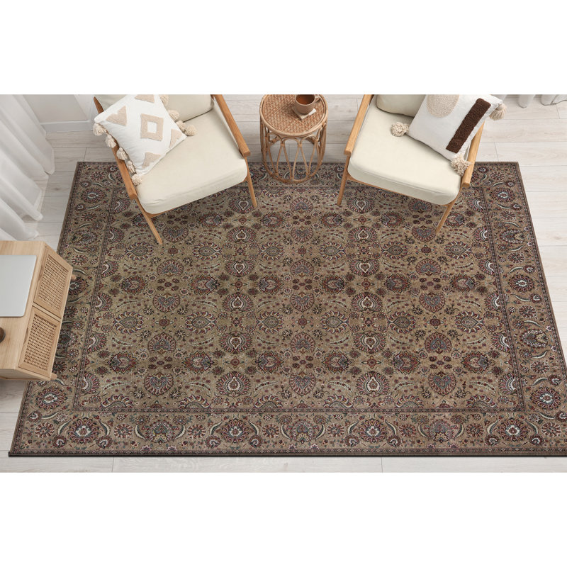 Manchuria Wool Oriental Area Rug in Beige/Brown