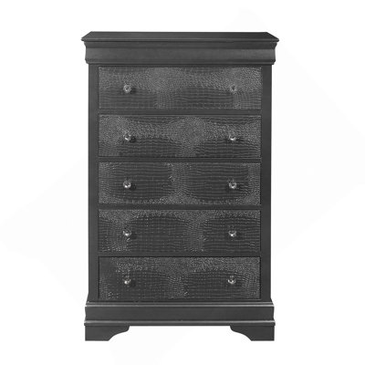 Commode gris métallique en crocodile Shaker