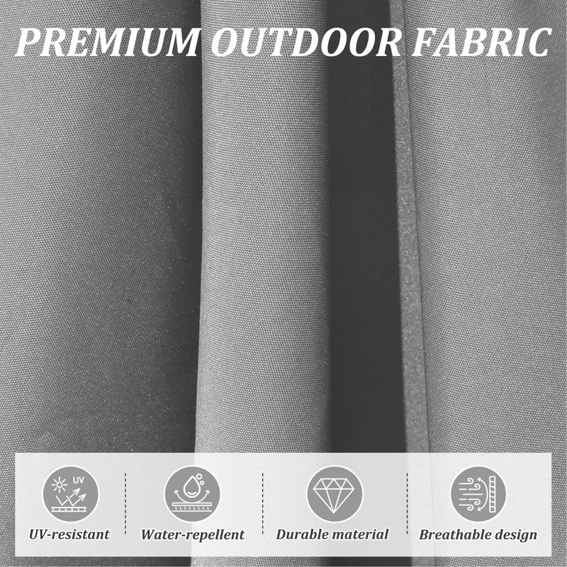 Parasol rond en porte-à-faux avec mât central, Polyester gris