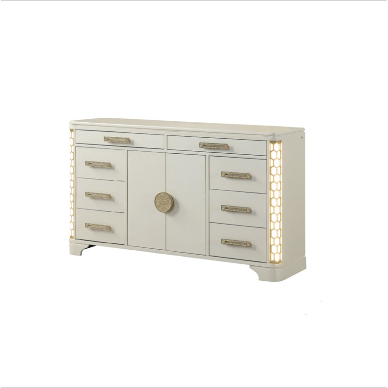 Commode 8 tiroirs avec éclairage à DEL latéral en bois Jasmine