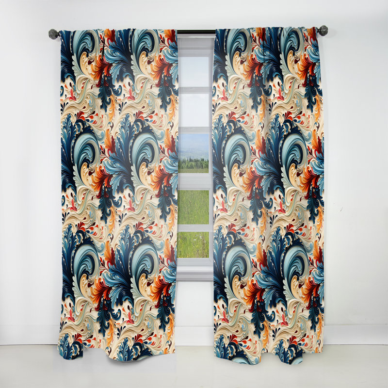 Tribal Fusion Marble Motif III - Rideau obscurcissant en marbre abstrait - 1 panneaux, L 52 po x L 120 po