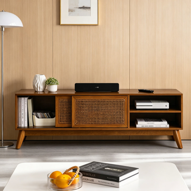 Agatho TV Stand for TVs up to 65", Brown Ebony