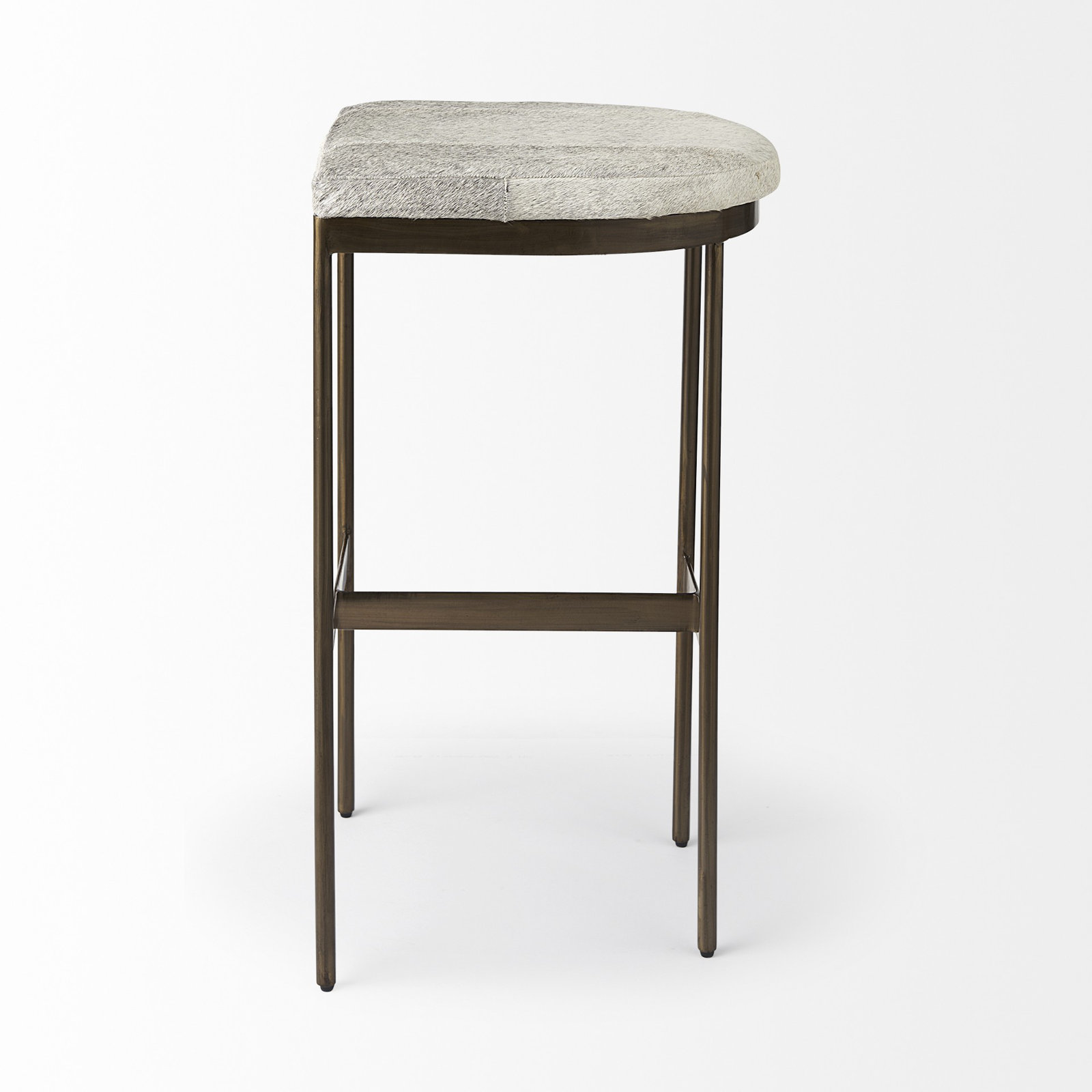 Adela Bar & Counter Stool, Brass, Bar Stool (30” Seat Height), Cowhide Gray