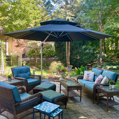 Parasol de luxe en porte-à-faux avec repose-pieds 11 pi