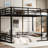 Black Full Xl Floor Bunk Bed, Low - Profile, Guardrails, Easy To Assemble, Metal Over Xl, Noise Minimizing, Stable For All Ages In Dorms-169394516