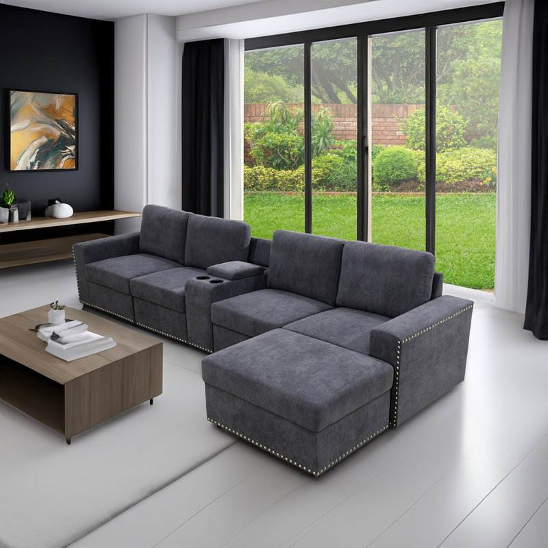 Canapé rembourré 130,5 po Ryo, Gris