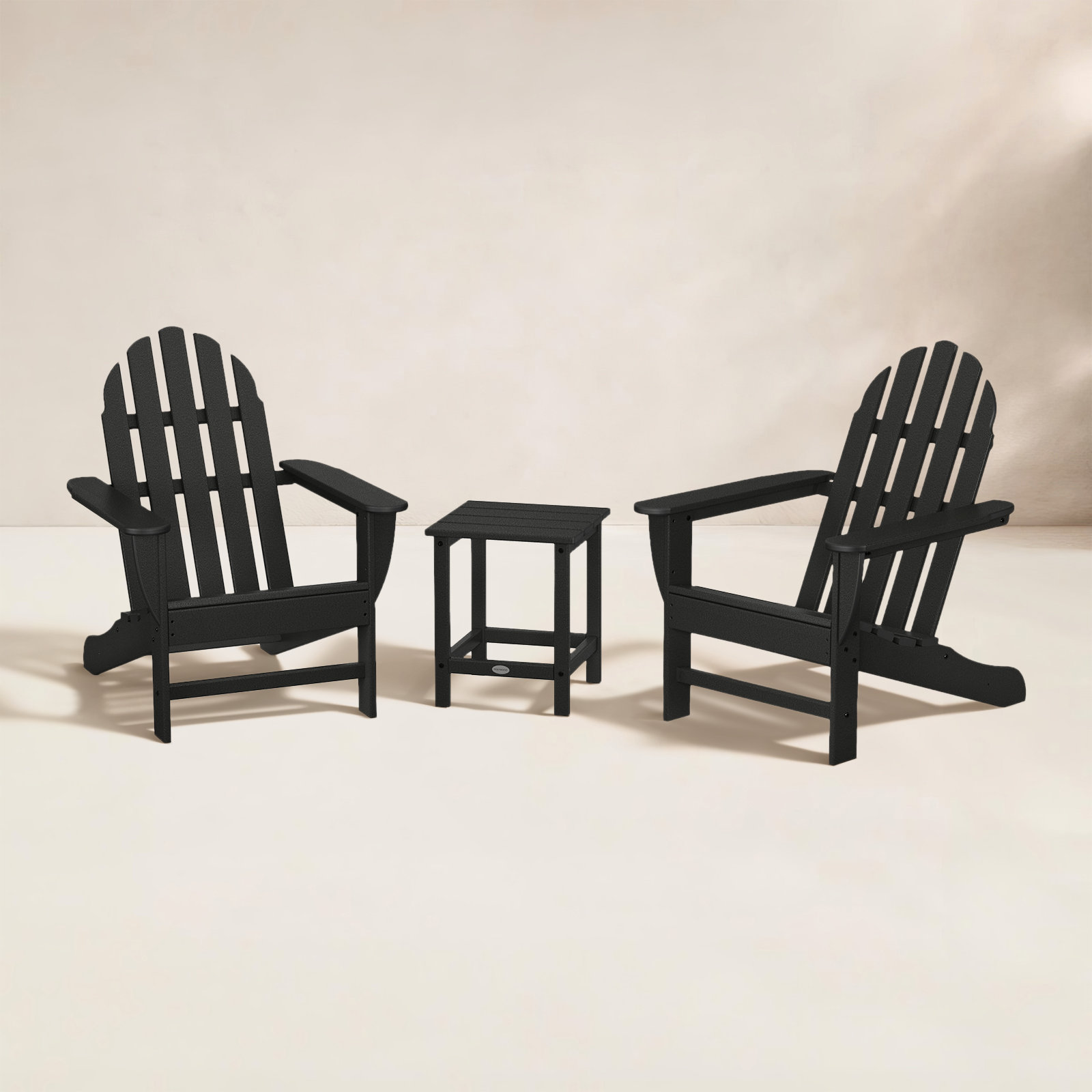 POLYWOOD® Classic Adirondack 2-Person Patio Seating Group, Black
